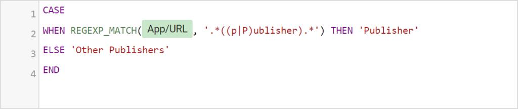 Câu lệnh case app/url trong google data studio